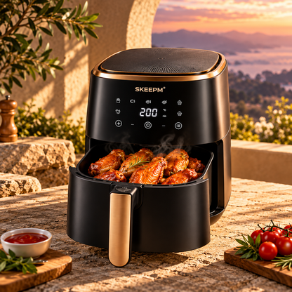 SKEEPM® AirCrisp Pro Compact Healthy Air Fryer – 360° Rapid Hot Air Cooking, Oil-Free Crisping, Space-Saving Design & Multi-Function Everyday Meal Maker 🌹