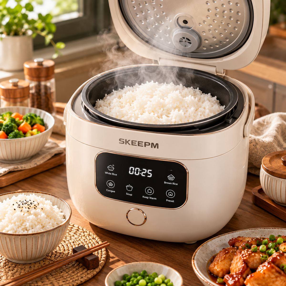 🍚 SKEEPM® GrainPulse Pro Smart Micro-Pressure Rice Cooker – Precision 3D Heating, Firewood-Style Rice, Congee, 24H Preset Timer, Keep-Warm & Non-Stick Everyday Cooking 💥