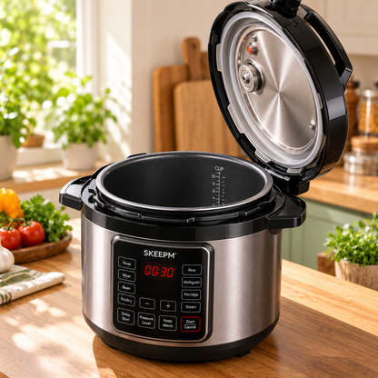 Smart Household Pressure Cooker with One-Touch Pressure Release, Adjustable Pressure Levels, Non-Stick Inner Pot, Explosion-Proof & Anti-Scald, Easy to Clean, Fast Cooking, Nutrient-Retaining, All-in-One for Frying & Stewing, Beginner-Friendly.🍲