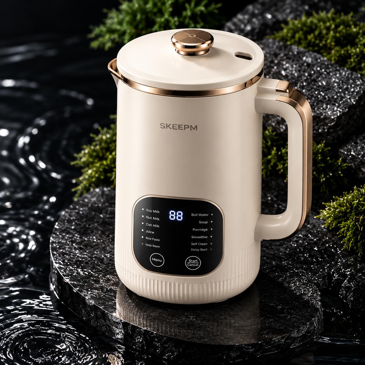 SKEEPM® SoyPure Pro 12-in-1 Smart Soy Milk Maker – Ultra-Quiet No-Soak Blending, Automatic Self-Cleaning, Nutrient-Lock Heating & BPA-Free Plant Milk System ✨