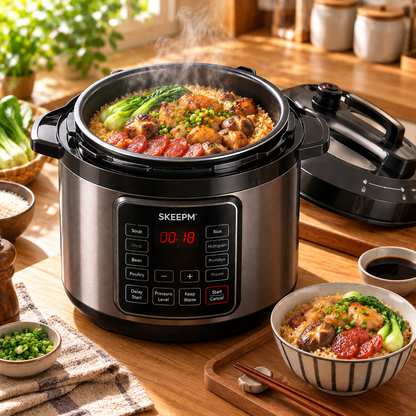 Smart Household Pressure Cooker with One-Touch Pressure Release, Adjustable Pressure Levels, Non-Stick Inner Pot, Explosion-Proof & Anti-Scald, Easy to Clean, Fast Cooking, Nutrient-Retaining, All-in-One for Frying & Stewing, Beginner-Friendly.🍲