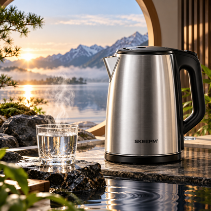 SKEEPM® ThermoPure Pro 1.8L Stainless Steel Electric Kettle – Rapid Boil, Auto Shut-Off, Dry-Boil Protection, Keep-Warm & Cool-Touch Safety Design 🥛