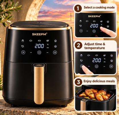 SKEEPM® AirCrisp Pro Compact Healthy Air Fryer – 360° Rapid Hot Air Cooking, Oil-Free Crisping, Space-Saving Design & Multi-Function Everyday Meal Maker 🌹