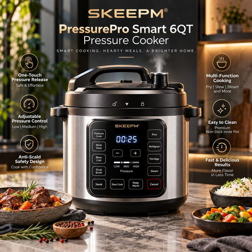 Smart Household Pressure Cooker with One-Touch Pressure Release, Adjustable Pressure Levels, Non-Stick Inner Pot, Explosion-Proof & Anti-Scald, Easy to Clean, Fast Cooking, Nutrient-Retaining, All-in-One for Frying & Stewing, Beginner-Friendly.🍲
