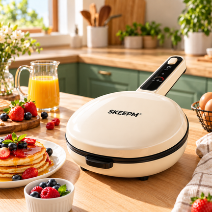 SKEEPM® FlipCrisp Pro Dual-Sided Electric Pancake Maker – Rapid Heating, Adjustable Temperature, Non-Stick Cooking Plates & Compact Design for Breakfast, Snacks and Everyday Home Cooking 🌿