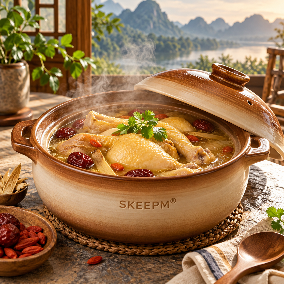 SKEEPM® TerraCook Pro Ceramic Casserole – High-Heat Resistant Earthen Pot with Flavor-Lock Lid for Slow Stews, Soups & Everyday Healthy Cooking 🍲